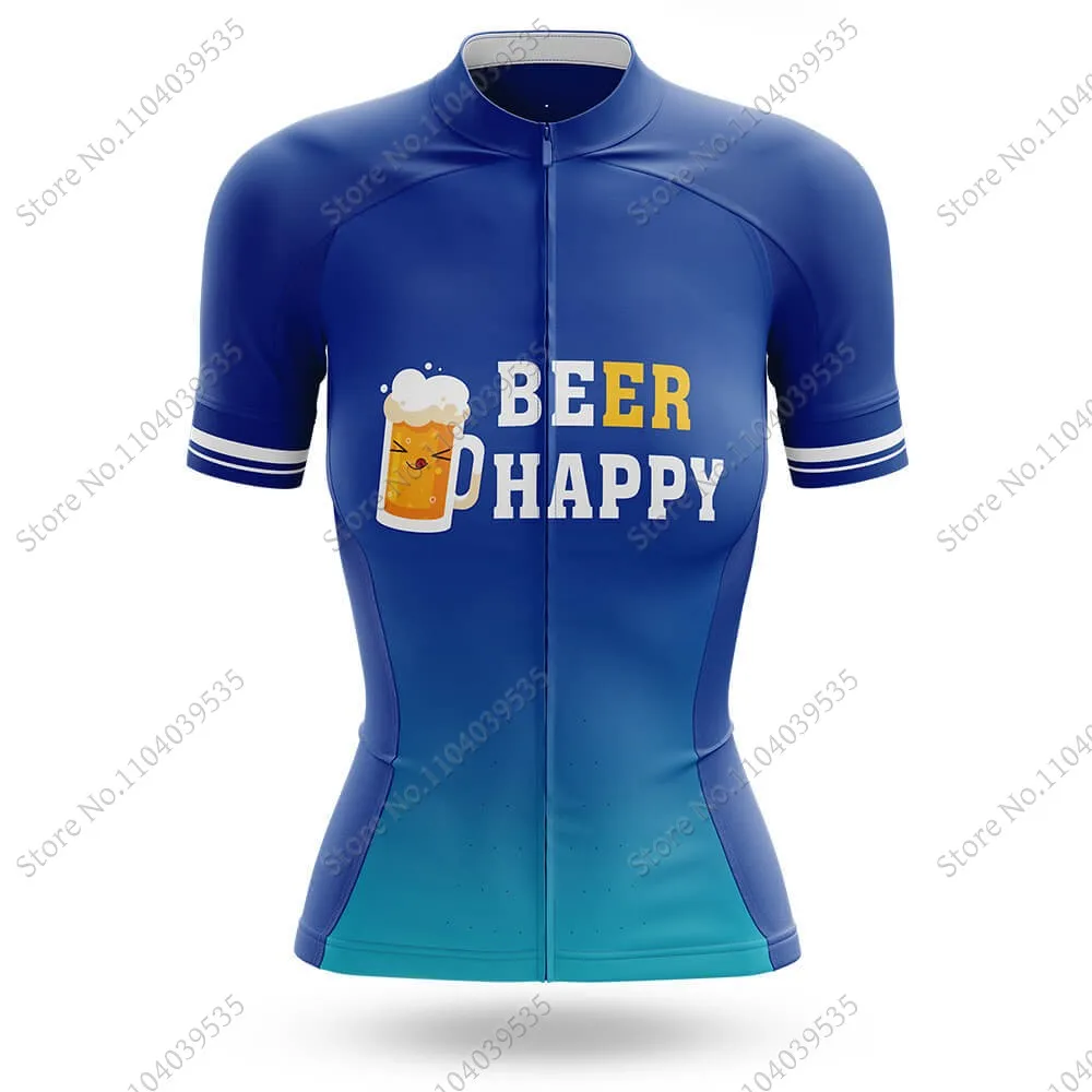 2024 Beer Happy Cycling Jersey Set Women Cycling Clothing Short Sleeve Kit Road bike Shirt Bicycle Bib Shorts