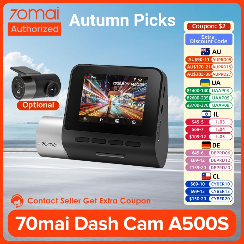 70mai A500S Pro Plus Dash Cam 1944P 140° FOV