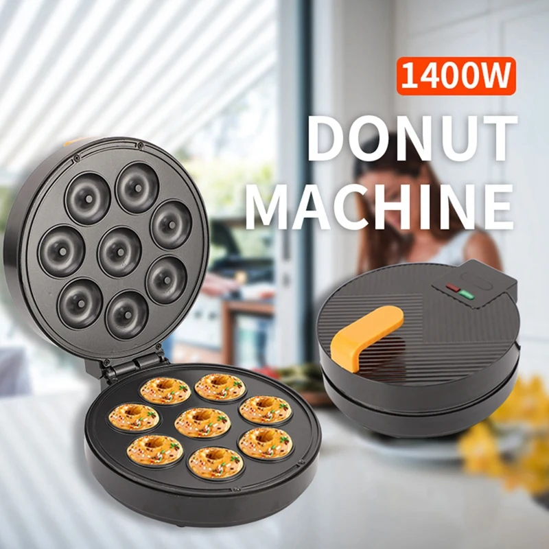 1Piece 1400W Portable Breakfast Snacks Desserts Maker For Kids Non-Stick Coated 8 Donuts Kitchen US Plug