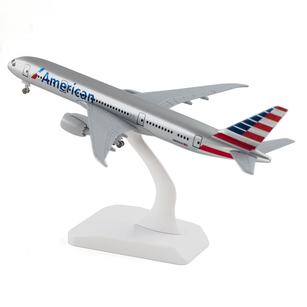 Avión Boeing 787 American Airlines de 20cm, avión de aleación B787 con modelo de rueda, juguetes para niños, regalo para colección