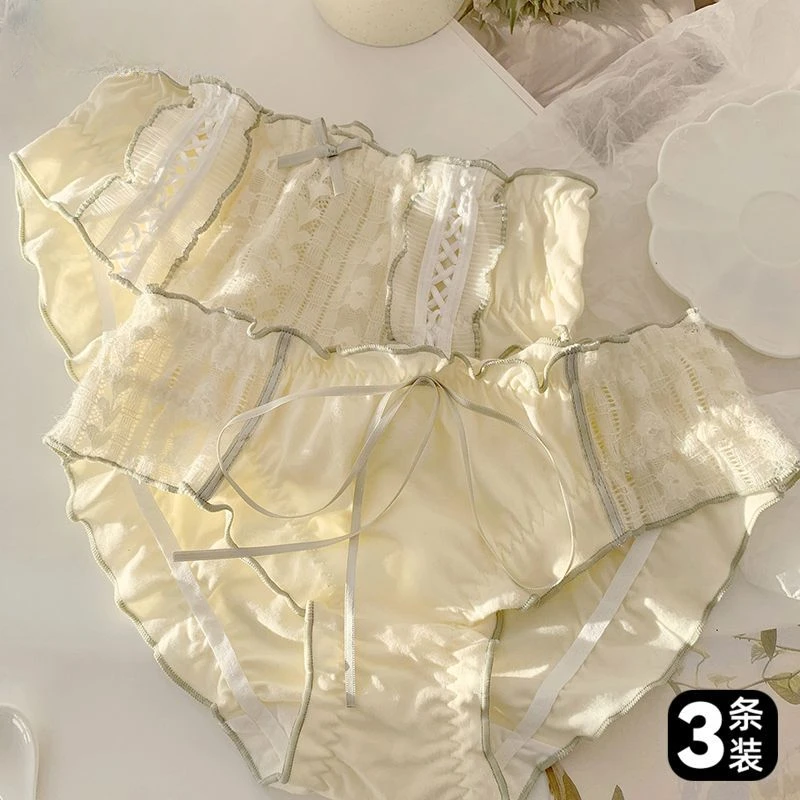 

Girls Day High Appearance Level Pure Wind Underwear Women's Low Waist Anti-bacterial Cotton Crotch Panties Lace Triangle Pants