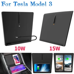 15W Fast Charging Wireless Charger for Tesla Model 3 Wireless Smartphone Charging Pad Car Wireless Charger Car Accessories