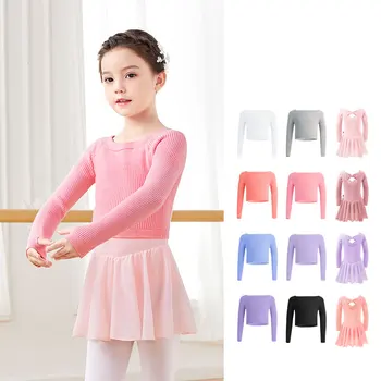 Ballet superior meninas jaqueta de balé camisola crianças dança malhas camisola quente térmica casaco de dança barco pescoço de malha dança topos jaqueta