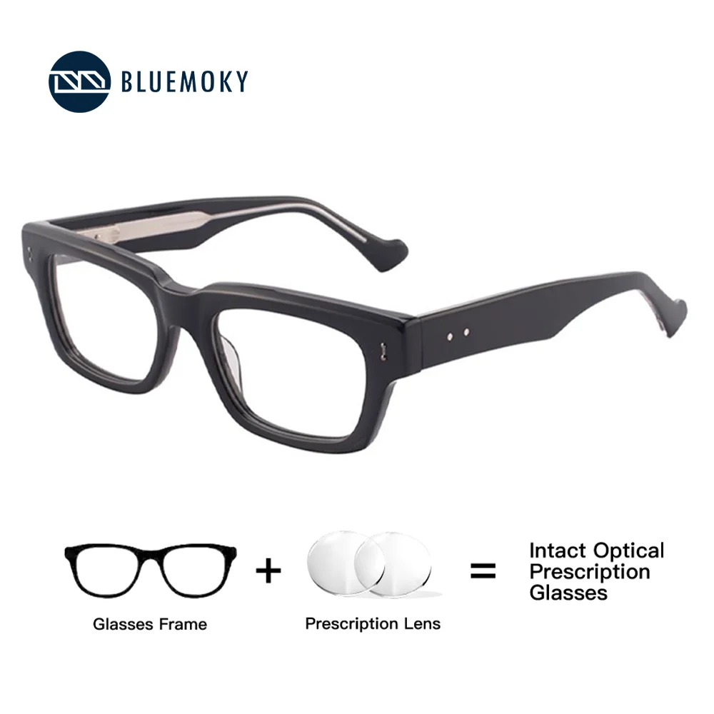 

BLUEMOKY Fashion Acetate Rectangle Prescription Glasses Progressive Eyeglasses for Unsiex Anti Blue Ray Photochromic