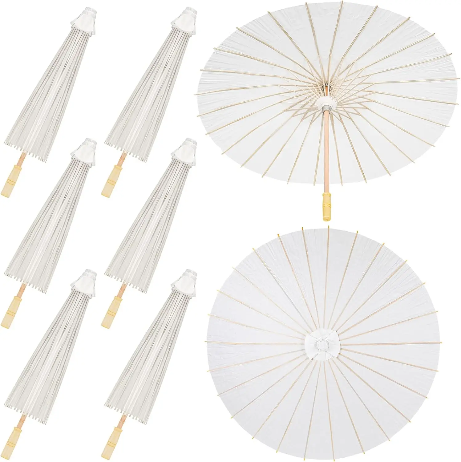 White Paper Parasol for Wedding Photo Cosplay Prop DIY Umbrella for Bridal Baby Shower Party 60cm 80cm 15/30/50/100Pcs