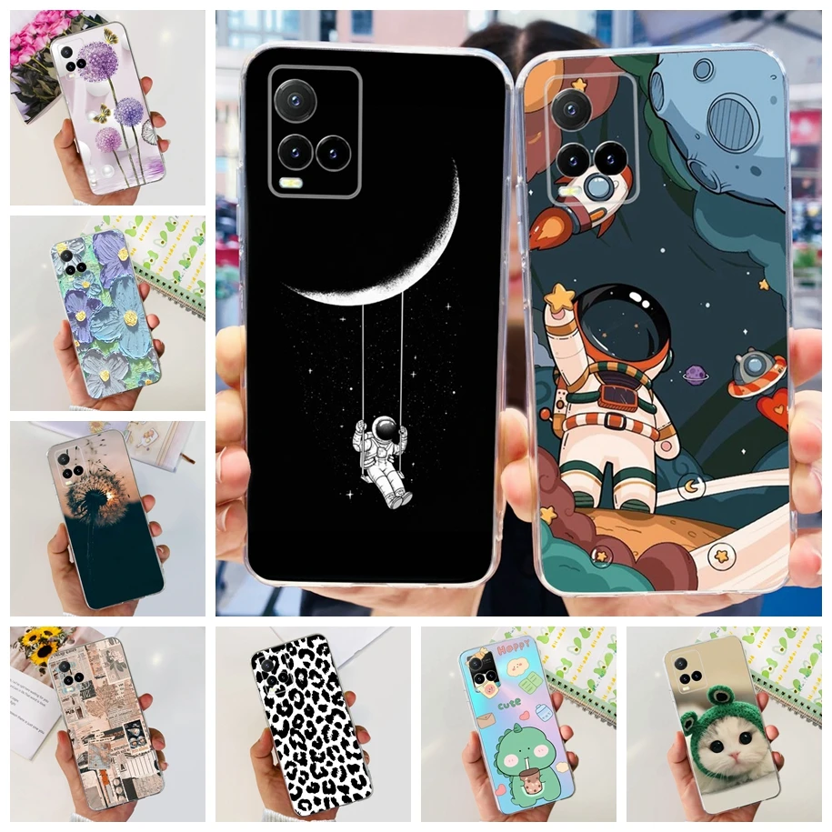 For Vivo Y21 2021 Case V2111 Cute Cartoon Astronaut Soft TPU Phone Back Cover For Vivo T1x 4G V2143 Y21S Y21T Y21A Y33S 4G Funda