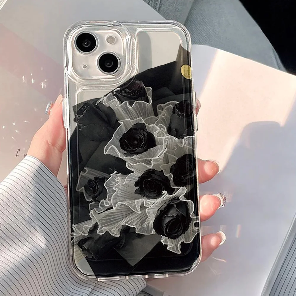 Custodia per telefono fiore trasparente per iPhone 17 Custodia per iPhone 11 15 16 14 12 13 17 Pro Max 17 Air 17Pro Cover posteriore morbida trasparente Paraurti Funda