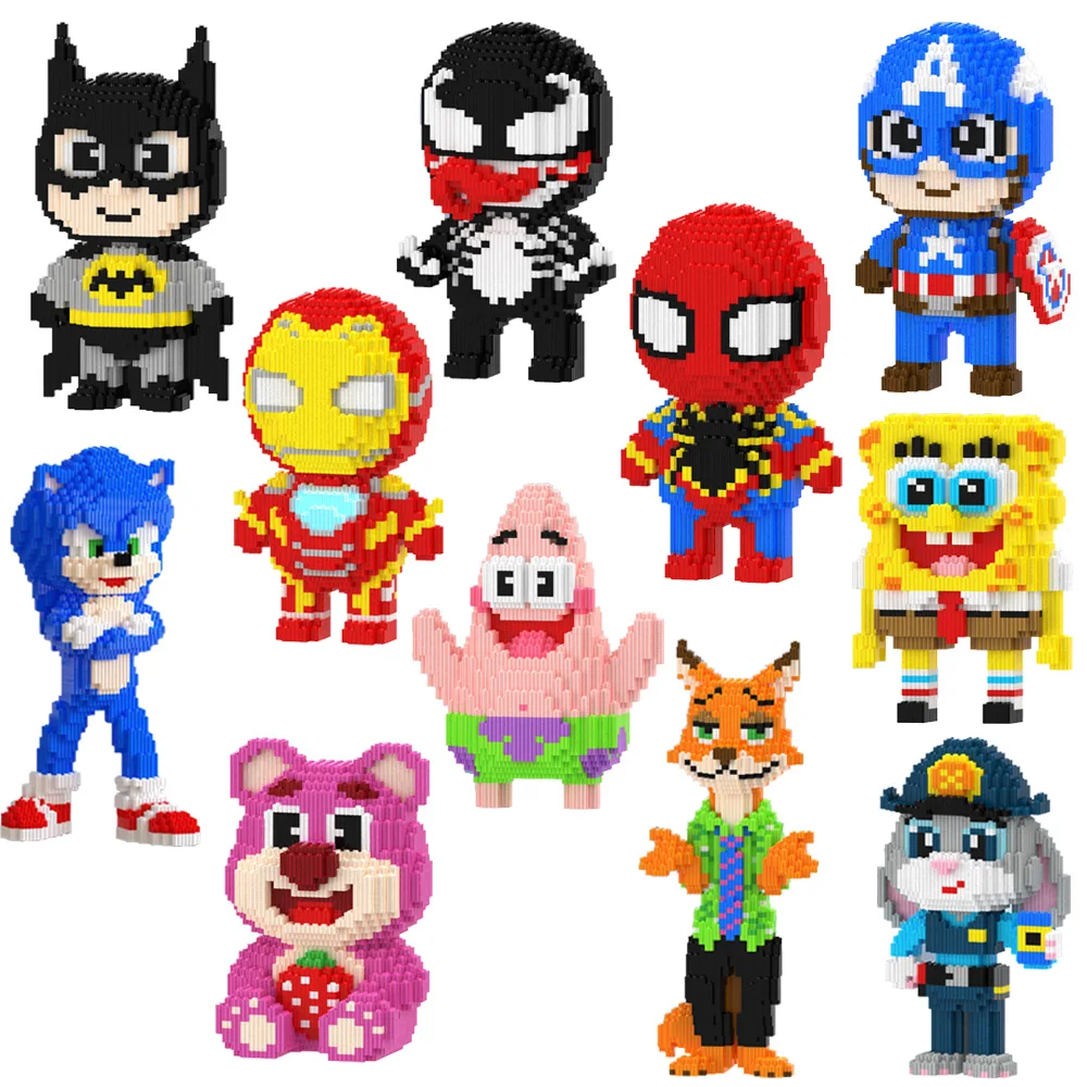 

Cute DC Marvel Hero Magic Building Block Venom Batman Spider Man Model Nick Judy Losto Assembled Bricks Toy For Christmas Gift