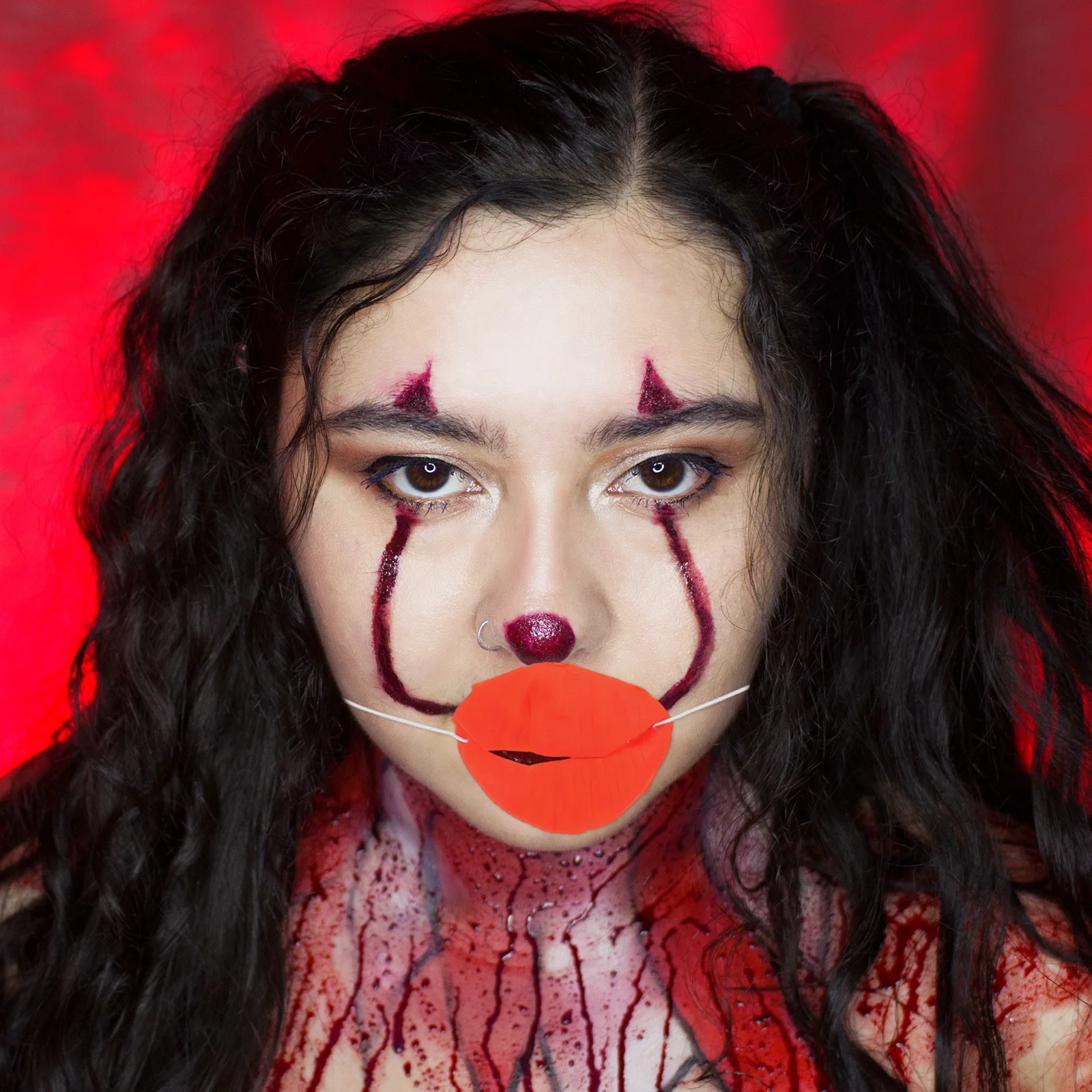 

4Pcs Performance Sausage Mouth Prop Large Red Lip Funny Decor for Halloween Cosplay Party Carnival Costume Facial Accessory