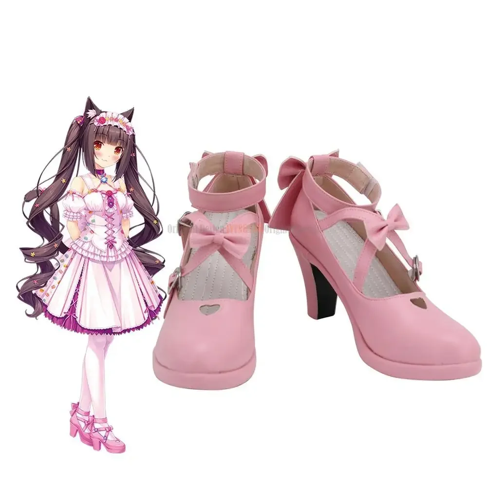 

Chocola Pink Shoes Cosplay Nekopara Chocola Cosplay Sandals High Heel Shoes Customized Boots for Unisex