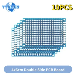 10PCS 4*6cm PCB Breadboard Blue Double Sided Universal Circuit Board Experimental Development Plate DIY Electronic Kit Soldering