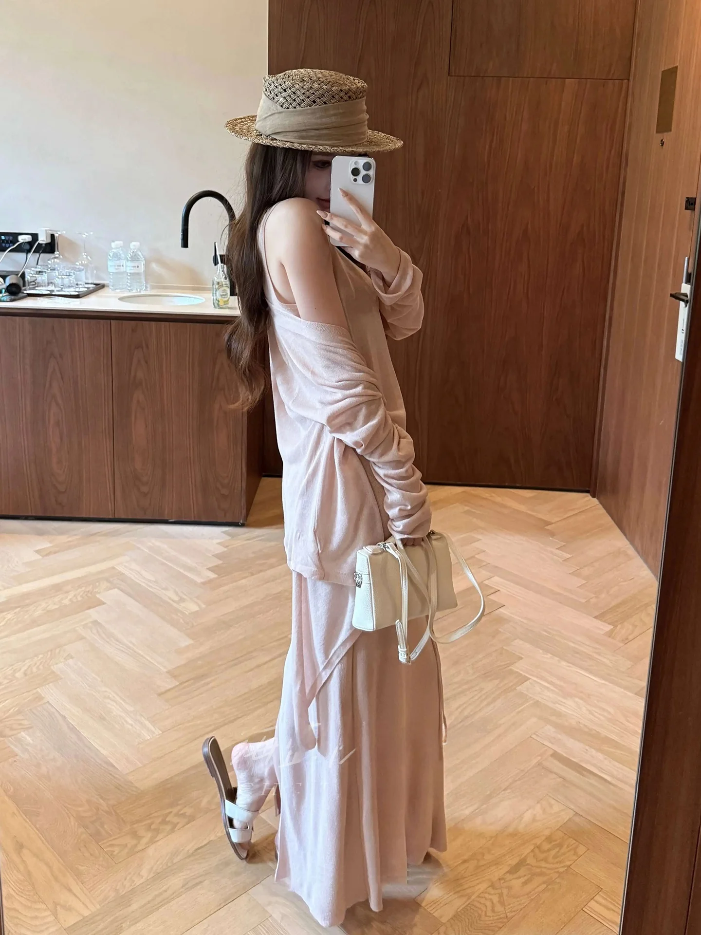 

Women's Three-Piece Set Long Sleeve Knitted Jacket Cardigan Casual Linen Leisure Fashion Spring Outfit Skirt Vest Dress