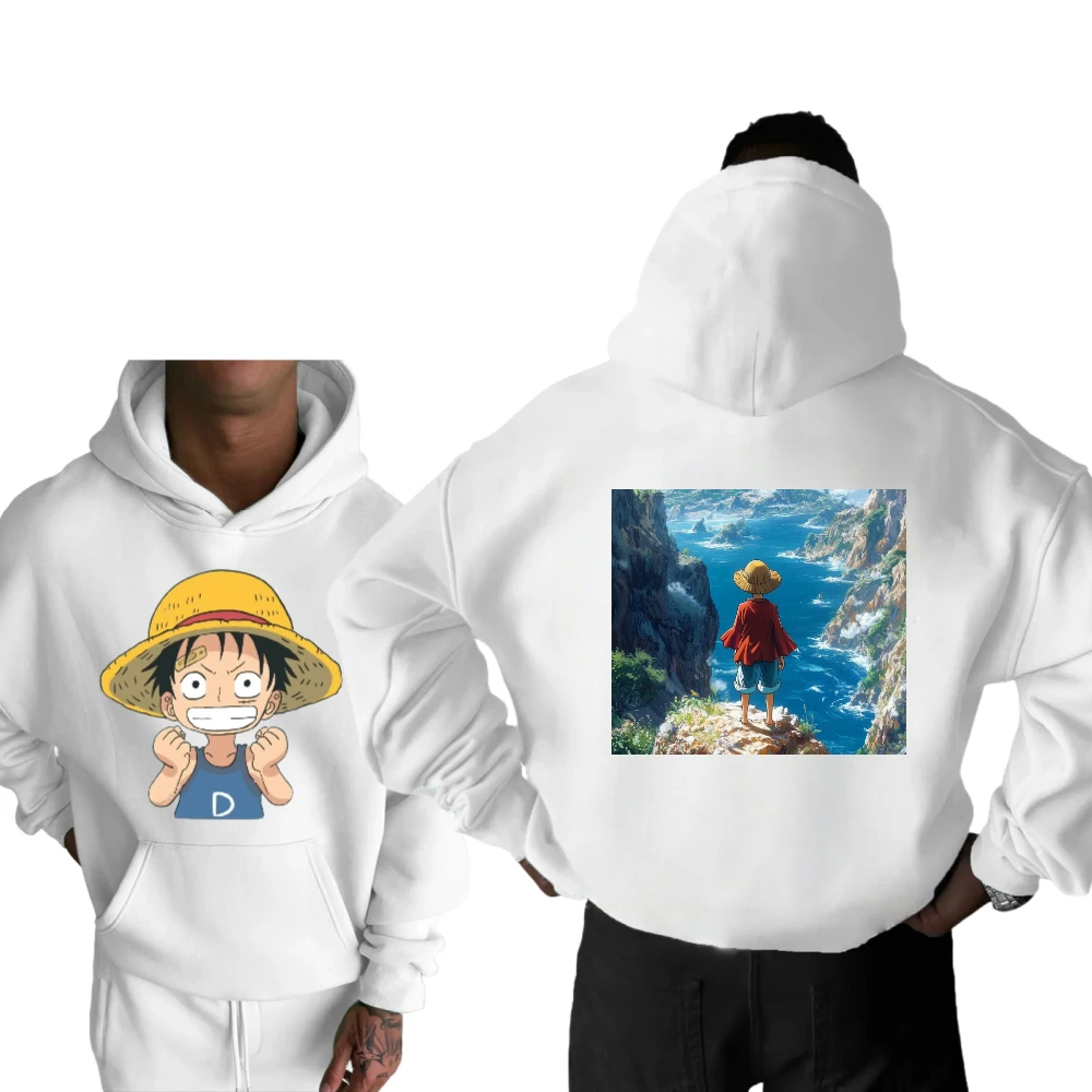 ONE PIECE Stampato Rufy Maglione a maniche lunghe Street Style Nuovo Harajuku Uomini e donne Ins Stesso autunno e inverno Felpa con cappuccio natalizia