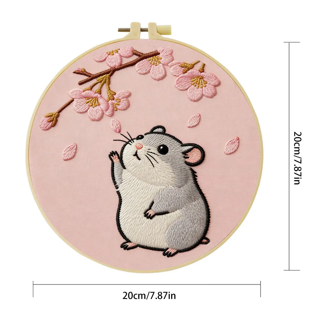 1 Stück 20X20CM/15X15CM 7,87/6,3 Zoll Tier - Hamster Stickerei Starter-Set DIY-Set DIY-Stickerei-Set Handarbeiten Nadelkunst – Detail 4
