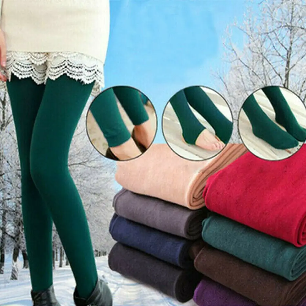 

Warm Hosiery Stretchy Trousers Fleece Leggings Full Foot Tights Pants Clothing Accessories Women's Pantyhose