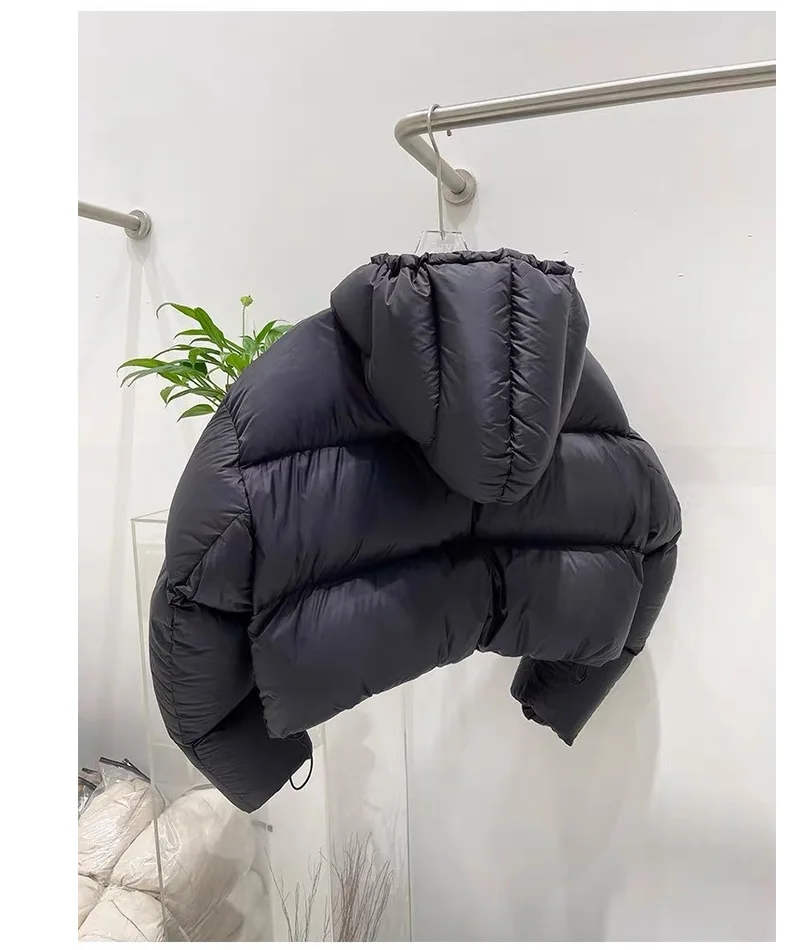 90% белый утиный пух, утепленный пуховик для женщин, короткий повседневный модный пуховик с капюшоном, свободная верхняя одежда для женщин