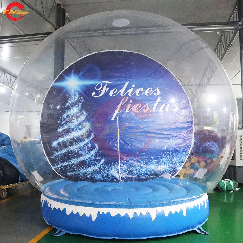 Fast Door Shipping 4m Dia Clear Inflatable Christmas Snow Globe Inflatable Bubble Tent for Xmas Promotion