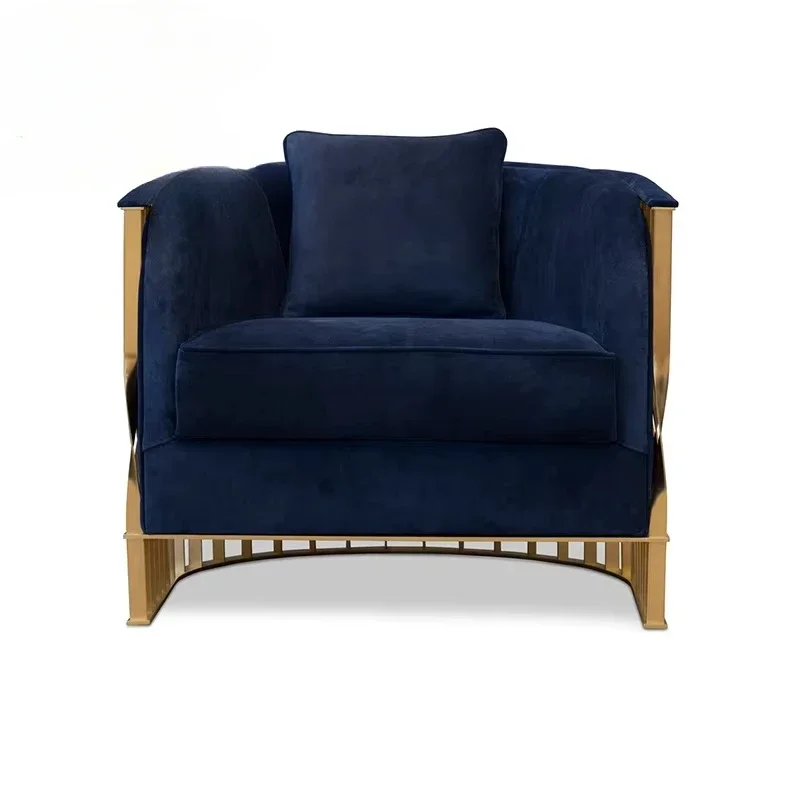 

-Italian Light Luxury Single Chair Art Creative Leisure Hotel Club Reception Stainless Steel High-end Sofa Chair