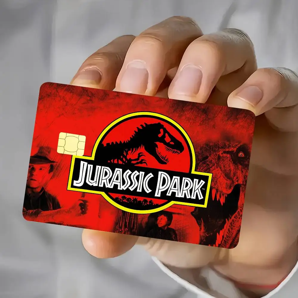 J-Jurassic P-Park بطاقة ملصقات مقاوم للماء فيلم الجلد غطاء 4 قطعة الخصم الائتماني الجبهة الديكور البنك مترو الانفاق تمرير ثلاثية الأبعاد ملصق