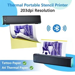 M08F Portable Wireless Tattoo Stencil Printer, Thermal Inkless Bluetooth Tattoo Stencil Machine with 10pcs Tattoo Transfer Paper