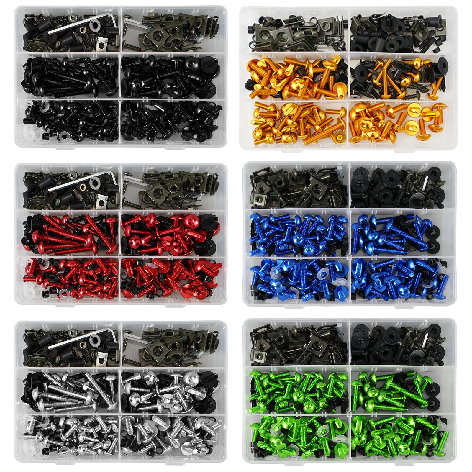 253pcs Aluminum Windscreen Screws Fairing Bolt Kit for Yamaha YZF R1 R1M R1S R6 R6S FJ1200 FZR1000 FZR600R TZ250 TZ350 YSR50