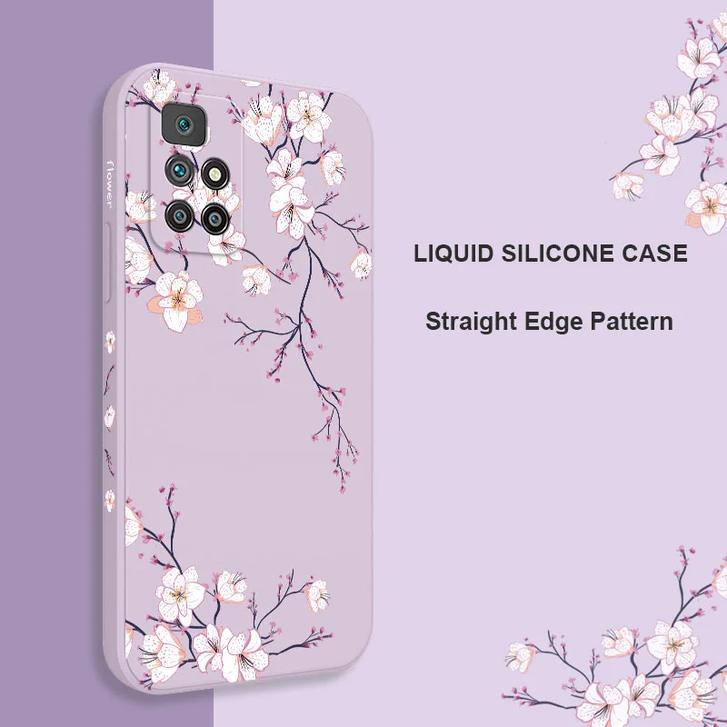 Plum Blossom Phone Case For Xiaomi Redmi 13C 12 12C 10 10C 10A 9 9T 9A 4G 5G Liquid Silicone Cover