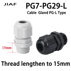 JIAF 10PCS PG7-PG29-Lengthen Cable Gland Nylon Waterproof Joint IP68 Plastic Seal Joint Waterproof Box Outlet Locking Connector