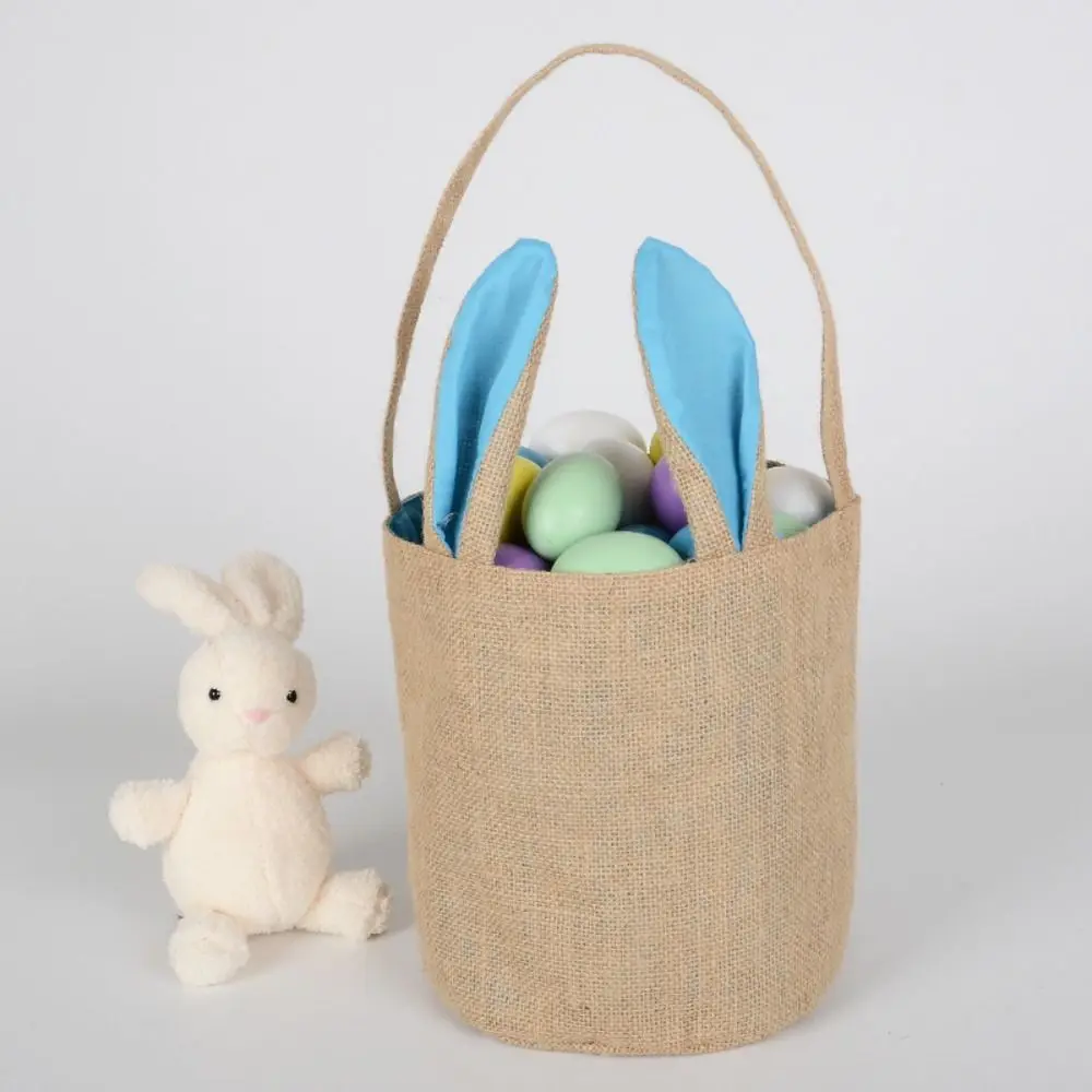 Sachets en Toile de Jute Ornemental avec Poignée pour Pâques, Poudres, Oreilles de Lapin, Seaux à emoufs, Bonbons, Fournitures de ix, Festival