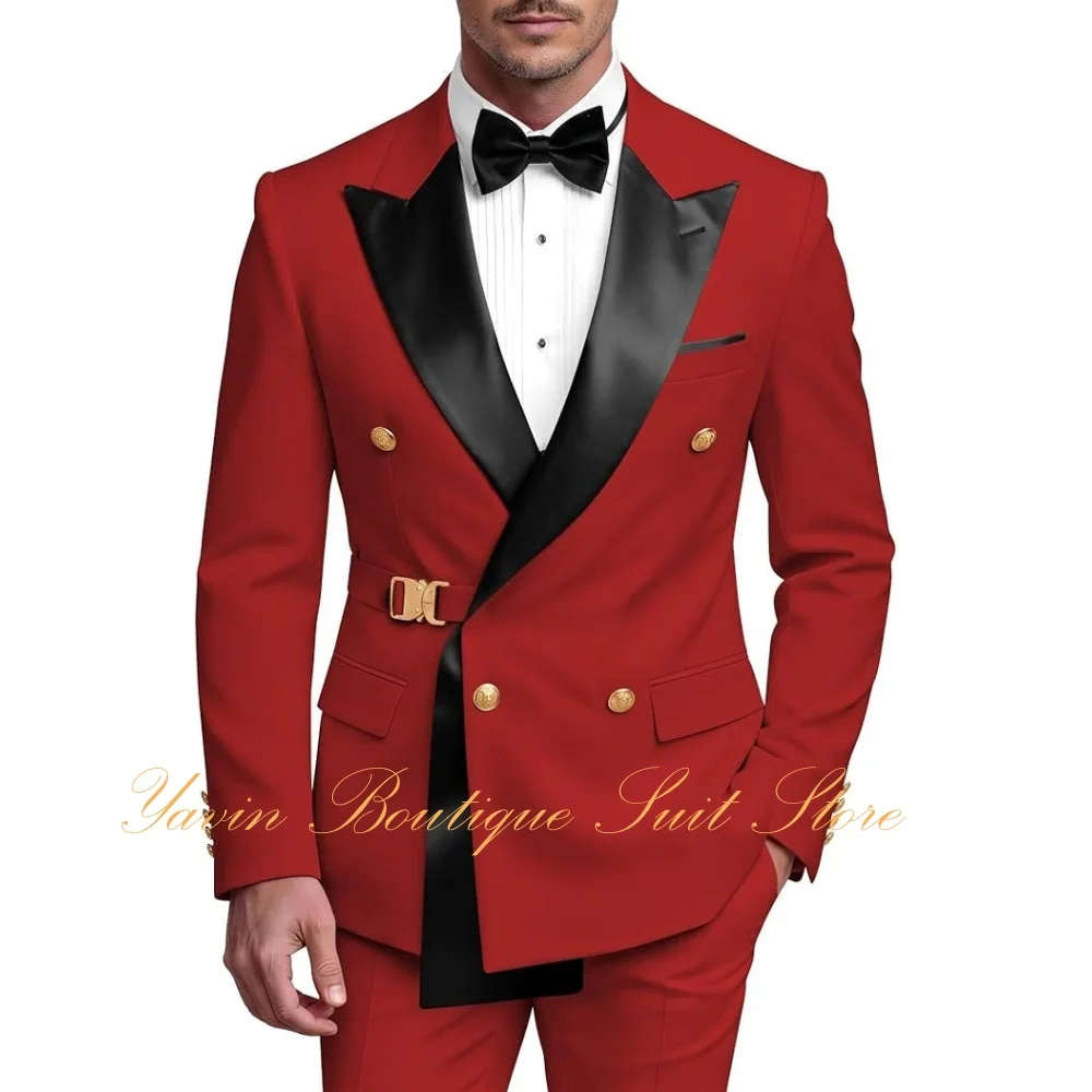 

Men's 2 Piece Suit Slim Fit Double Breasted Tuxedo for Men Metal Clasp Blazer Formal Business Wedding Prom Men Suits