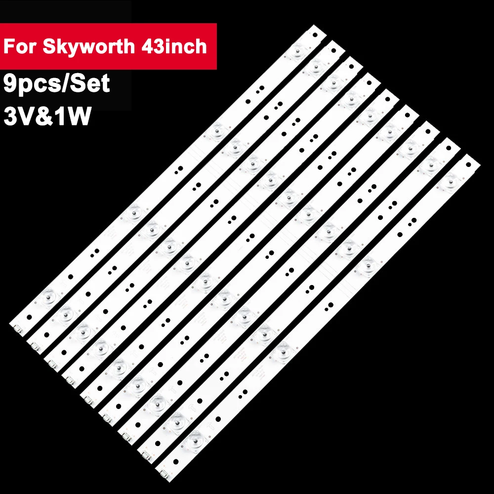 426mm 9Pcs/Set 4-Leds Backlight Strips For Skyworth 43inch 5800-W43018-0P10 APT-LB15046 3V LED TV Repair 43G6A 43E366W 43S1