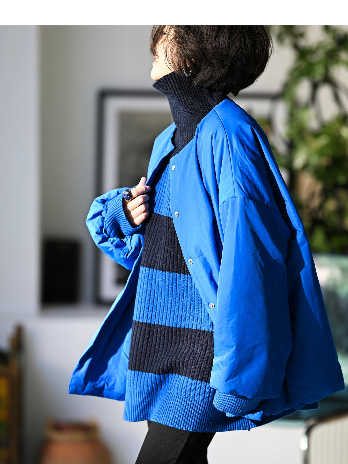 

Женский винтажный свободный вязаный свитер с высоким воротником и полосками, цветная блузка, повседневный удобный модный трикотаж