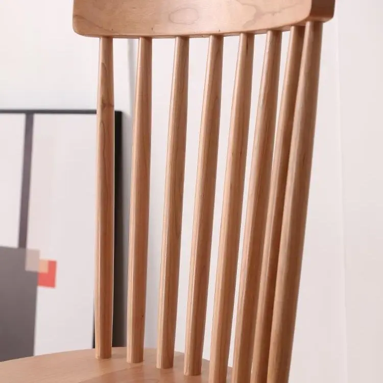 사용자 정의 가능한 북유럽 식당 의자 체리 나무 간단한 현대 일본식 등받이 로그 윈저 의자