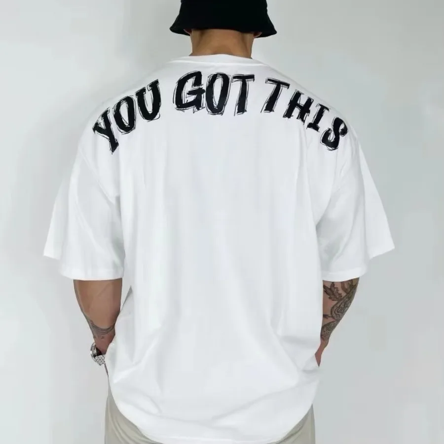 

High-quality summer new high-end fashion simple letter printing men's pure cotton T-shirt trendy explosion