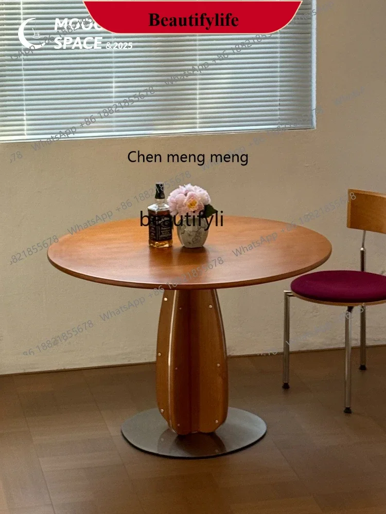 

z183 Round dining table log style Nordic retro small apartment designer home