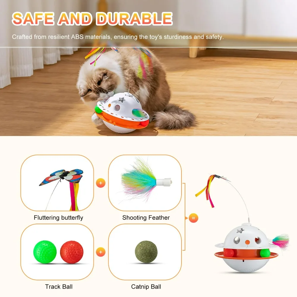 4-in-1 automatic interactive cats toy cat with butterflies random flying mobile mint ball intelligent toy automatic cat tease