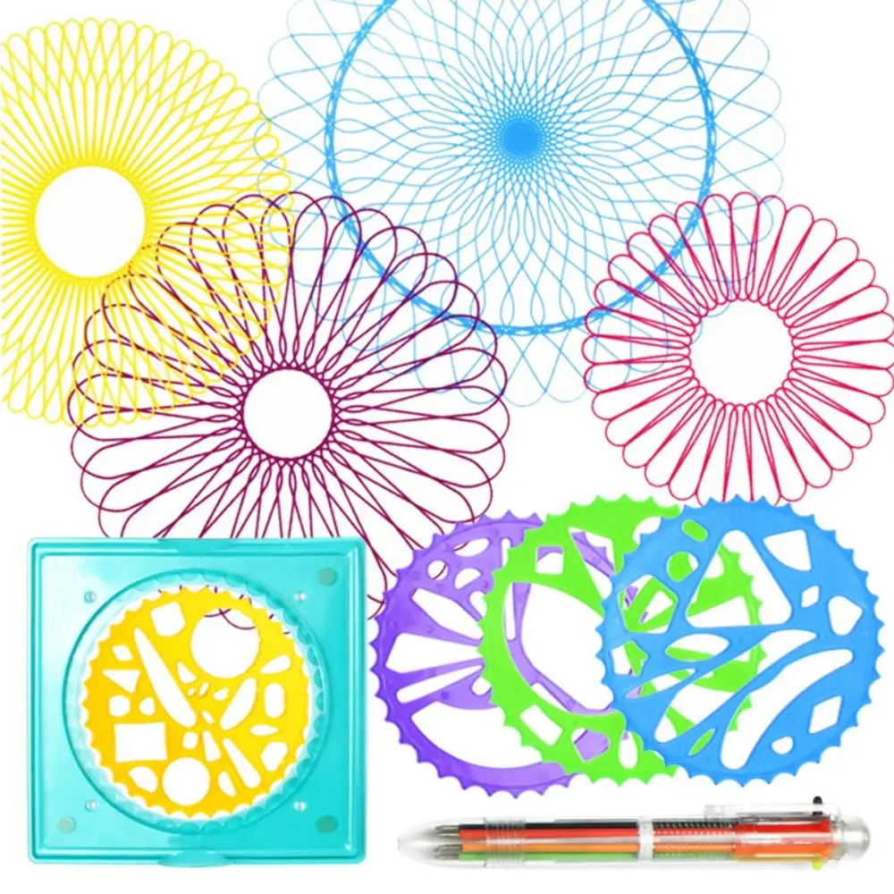 5/12/22pcs Spirograph Drawing Toys Set Interlocking Gears Wheels Stationery Drawing Ruler Students Arts Craft Drawing Kit