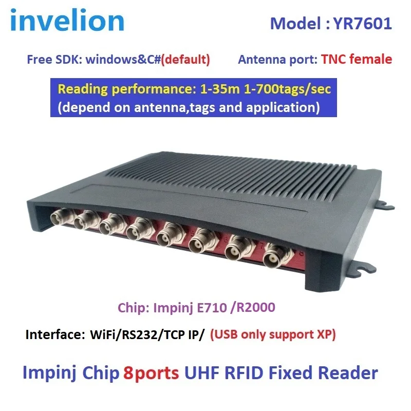 Imagem -03 - Chip Impinj E710 R2000 de Longo Alcance C++ c Leitor Fixo Java Sdk Uhf Rfid Epc Gen 6c 16 Portas Rfid Uhf Leitor