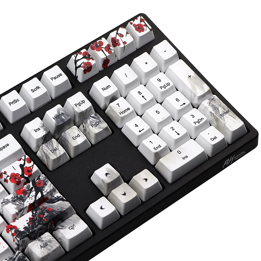 Top! Novelty allover dye subbed Plum Blossom110 Keys OEM Profile Keycap For diy mechanical keyboard Russia character keycaps