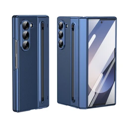 Leather Feel Slim Case For Samsung Galaxy Z Fold 7 6 5 4 3 With Stylus Pen Slot Holder Plastic Fold Shockproof Protection Cover