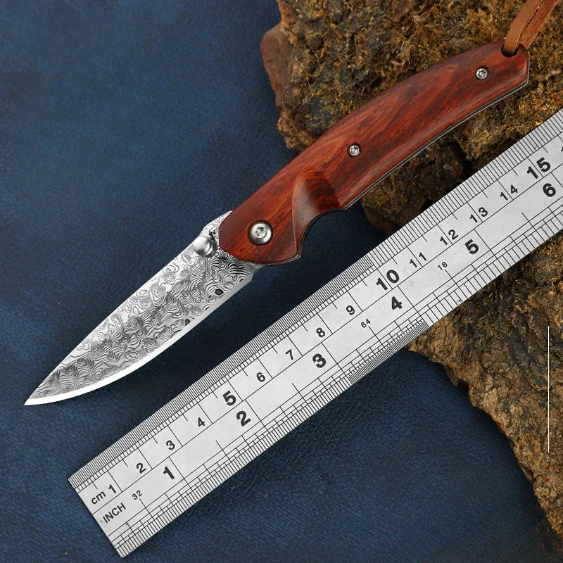 

Self Defense High hardness Damascus Folding knife Wilderness exploration Multifuction Camping Military Tactical Pocket Knives