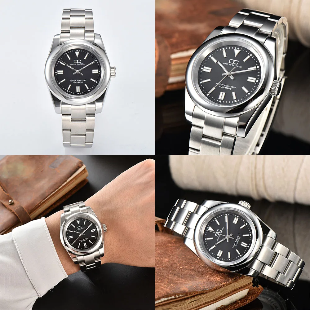 

39mm fashion watch Polished Stainless Steel Watch Case Sapphire Glass For NH35 NH36 NH38 Movement Watch Repair Parts Accessories