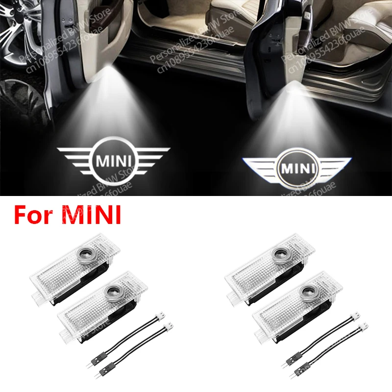 2/4Pcs LED Door Projector Welcome Light Auto Accessories For BMW Mini Cooper R55 R56 R50 R53 R60 F55 F56 Styling Decoration