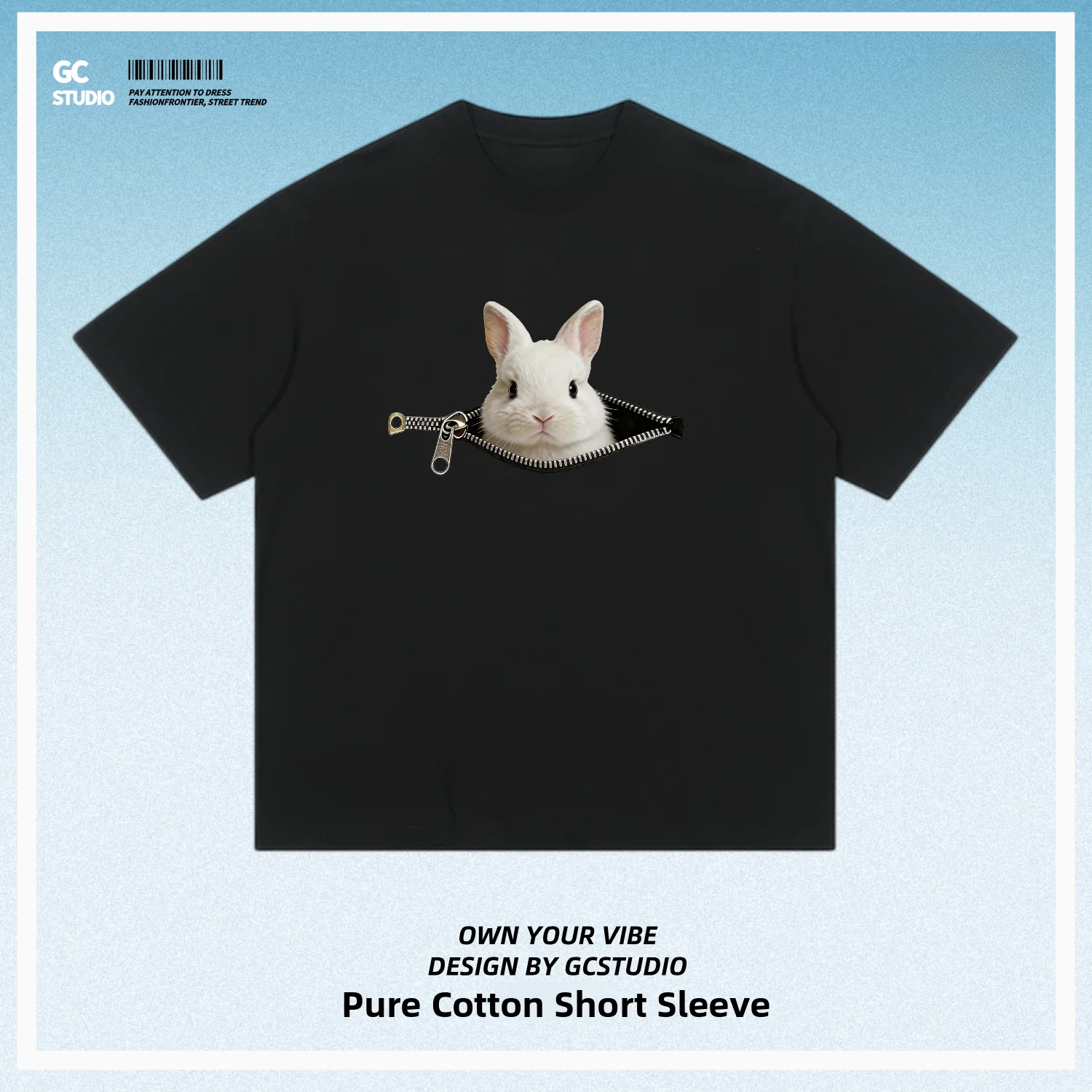 Cute Rabbit Pet Cartoon Short Sleeve T-Shirt Pure Cotton Breathable Casual Summer Top for Men And Women Universal Fit round Neck