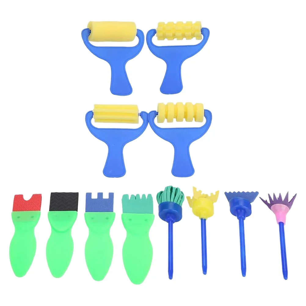 1 Juego de Herramientas de Pintura con Esponja, Kit de Dibujo Creativo para Niños, Suministros de Bellas Artes, Rodillo de Esponja