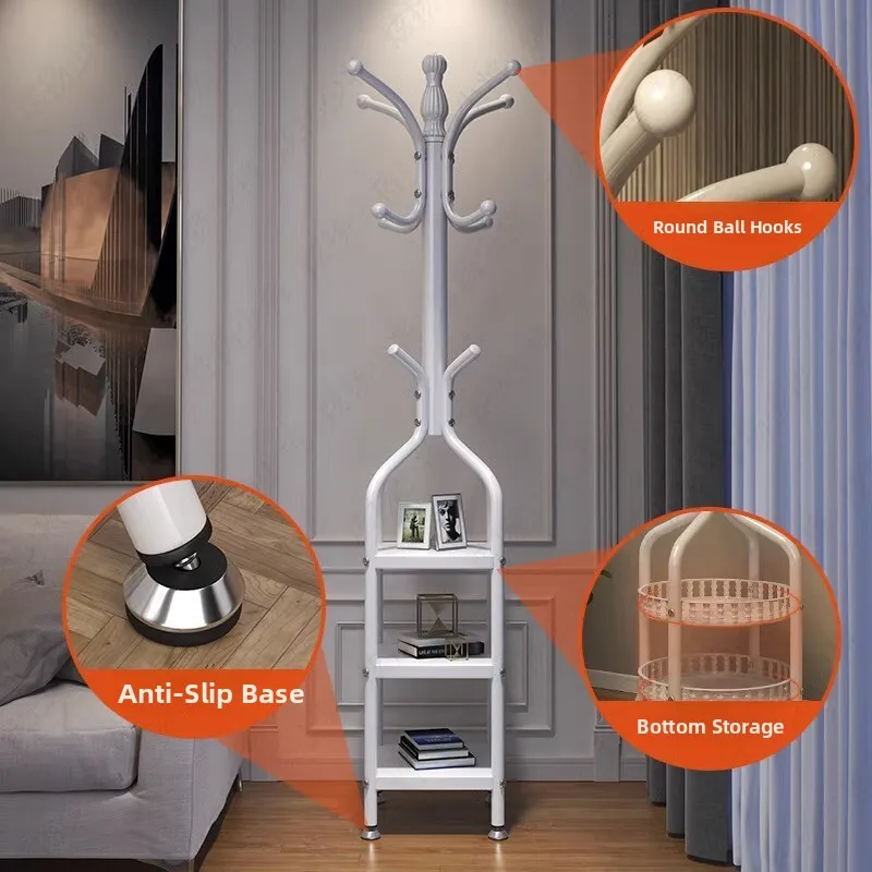 شماعة ملابس عمودية مثبتة على الأرض مصنوعة من الحديد وقضيب واحد لمدخل غرفة المعيشة وغرفة النوم ومنظم تخزين للاستخدام المنزلي