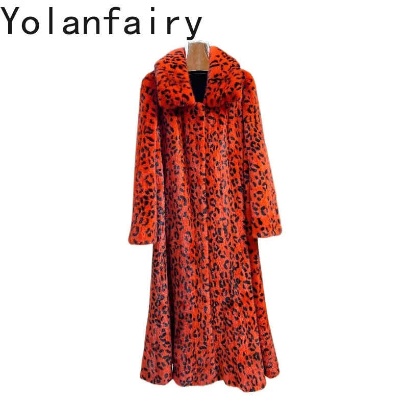 

YOLANFAIRY High-end Whole Mink Real Fur Coats for Woman Winter Long Over-the-knee Natural Fur Coat Mink Jackets Fourrure Manteau