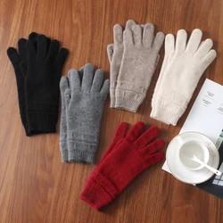 Autumn And Winter Gloves Women's New Pure Wool Cashmere Cycling Driving Non-Slip Warm Mittens Can Touch Screen Men