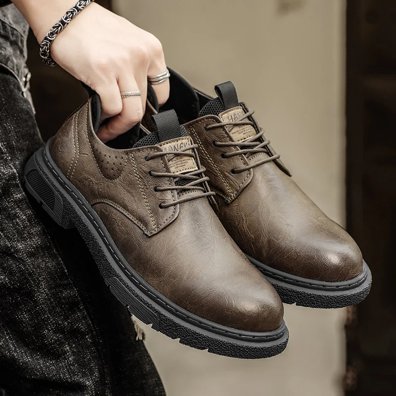 Men's casual leather shoes Classic casual gentleman style Dress up party High quality adult comfortable daily versatile 38-46