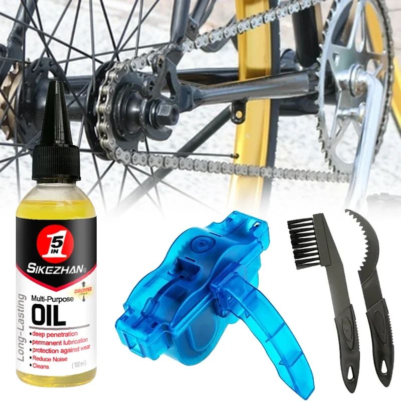 Limpador de corrente de bicicleta e kit de lubrificação portátil ferramenta de lavagem para manutenção de ciclismo manutenção de corrente de bicicleta