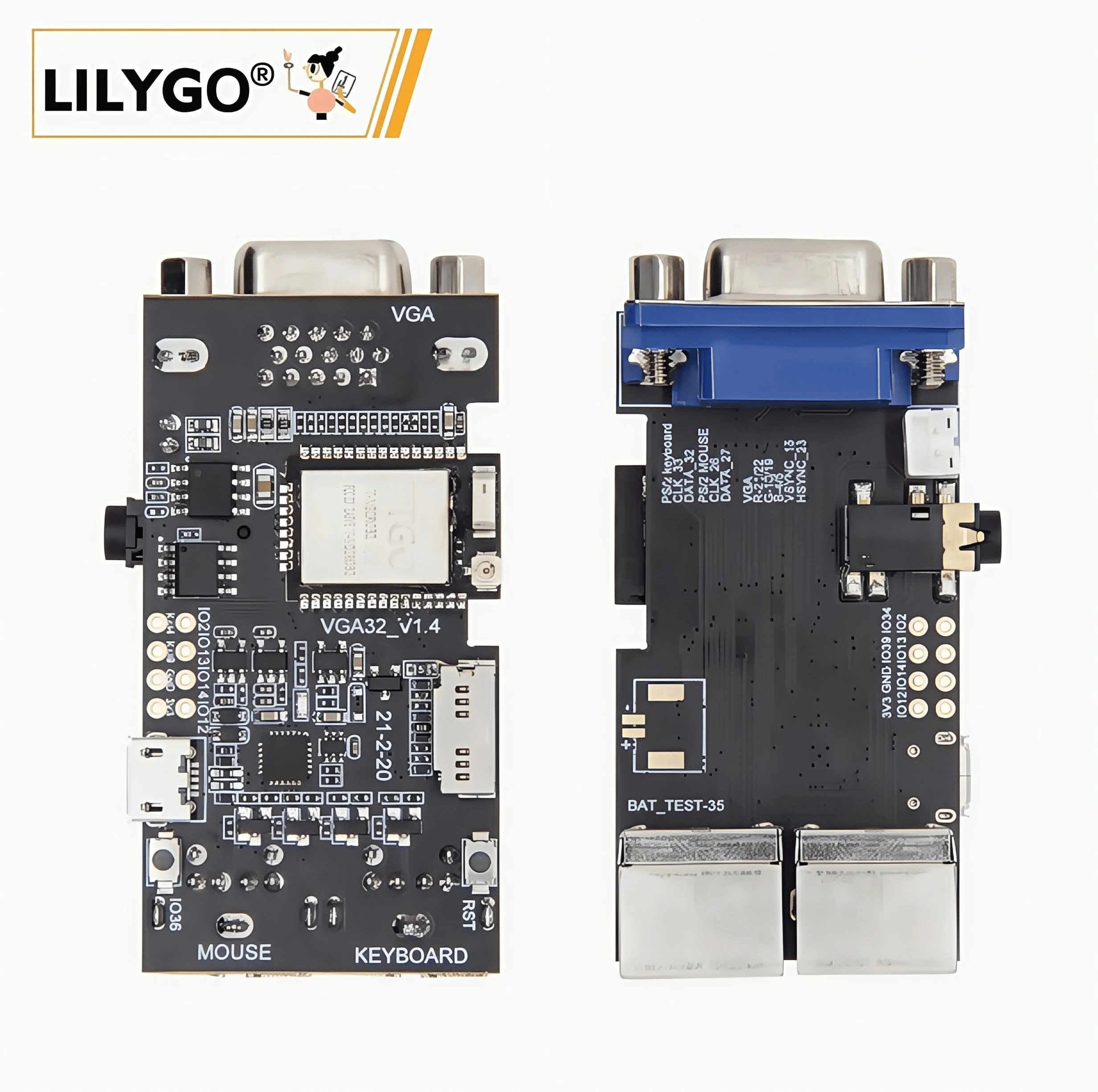 

Fabgl VGA32 VGA ESP32 Модуль PSRAM V1.4 Контроллер PS/2 Мышь Клавиатура Графическая библиотека Игровые клеммы ANSI/VT